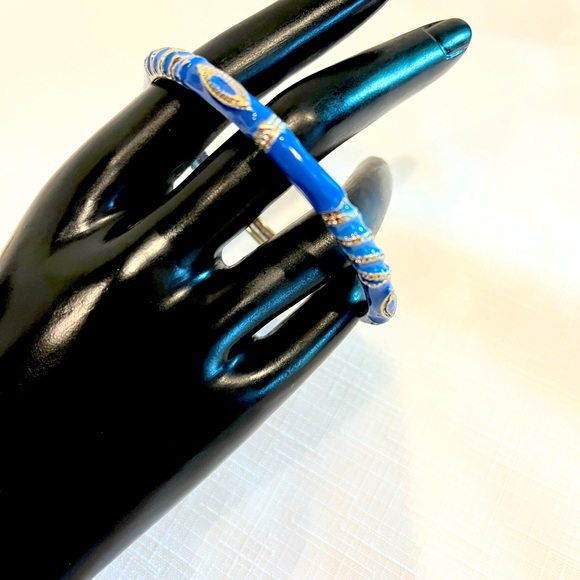 Blue Enamel Costume Jewelry Bangle - Picture 1 of 7